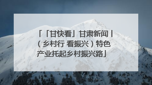 「甘快看」甘肃新闻丨（乡村行 看振兴）特色产业托起乡村振兴路