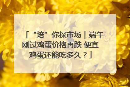 “培”你探市场｜端午刚过鸡蛋价格再跌 便宜鸡蛋还能吃多久？