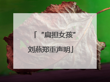 “扁担女孩”刘燕郑重声明