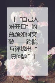 “自己人难开口”的瓶颈如何突破——跨院互评找出“真问题”