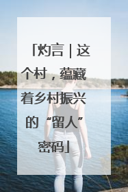 灼言｜这个村，蕴藏着乡村振兴的“留人”密码