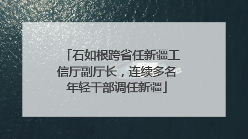 石如根跨省任新疆工信厅副厅长，连续多名年轻干部调任新疆