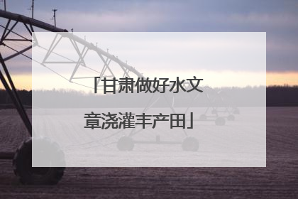 甘肃做好水文章浇灌丰产田