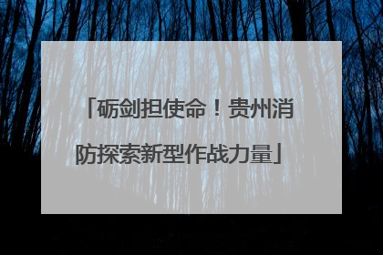 砺剑担使命！贵州消防探索新型作战力量