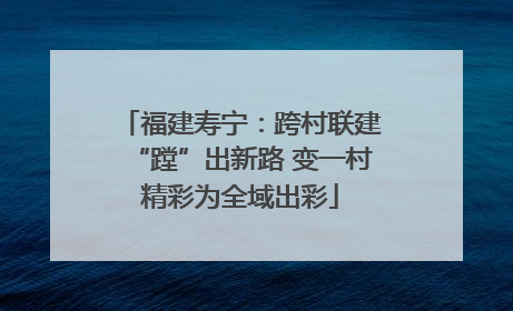 福建寿宁：跨村联建“蹚”出新路 变一村精彩为全域出彩