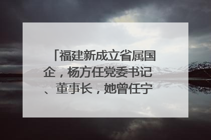 福建新成立省属国企，杨方任党委书记、董事长，她曾任宁德市委副书记｜张田怡已任县委副书记、县政府党组书记
