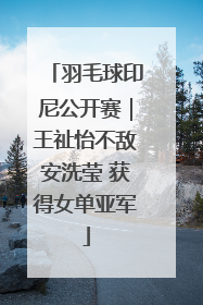 羽毛球印尼公开赛｜王祉怡不敌安洗莹 获得女单亚军