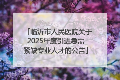 临沂市人民医院关于2025年度引进急需紧缺专业人才的公告