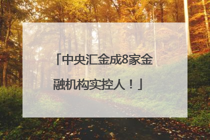 中央汇金成8家金融机构实控人！