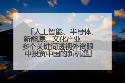 人工智能、半导体、新能源、文化产业……多个关键词透视外资眼中投资中国的新机遇
