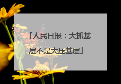 人民日报：大抓基层不是大压基层