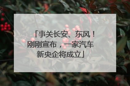 事关长安、东风！刚刚宣布，一家汽车新央企将成立