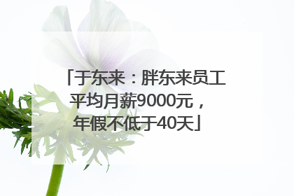 于东来：胖东来员工平均月薪9000元，年假不低于40天