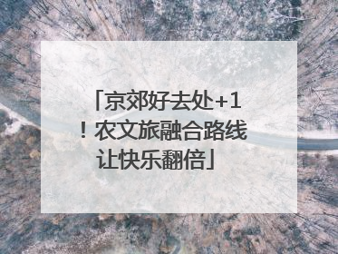 京郊好去处+1！农文旅融合路线让快乐翻倍