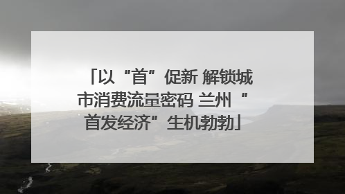 以“首”促新 解锁城市消费流量密码 兰州“首发经济”生机勃勃