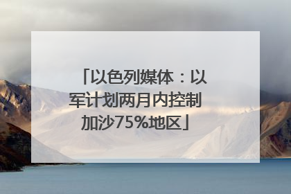 以色列媒体：以军计划两月内控制加沙75%地区