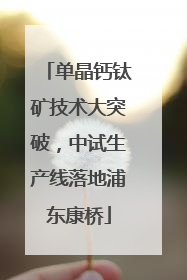 单晶钙钛矿技术大突破，中试生产线落地浦东康桥