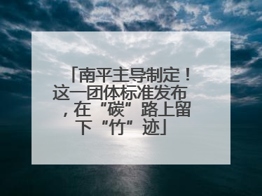 南平主导制定！这一团体标准发布，在“碳”路上留下“竹”迹