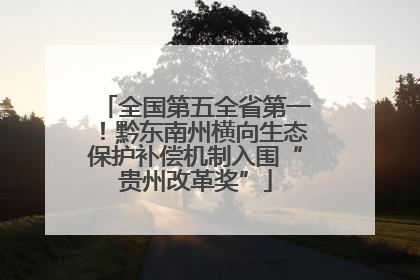 全国第五全省第一！黔东南州横向生态保护补偿机制入围“贵州改革奖”