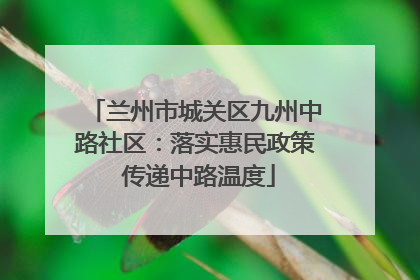兰州市城关区九州中路社区：落实惠民政策 传递中路温度