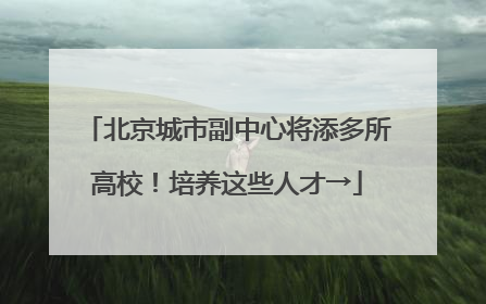 北京城市副中心将添多所高校！培养这些人才→