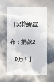 吴艳妮宣布：捐款20万！