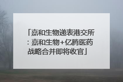 嘉和生物递表港交所：嘉和生物+亿腾医药战略合并即将收官