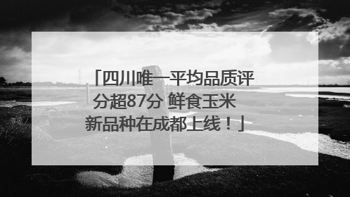 四川唯一平均品质评分超87分 鲜食玉米新品种在成都上线！