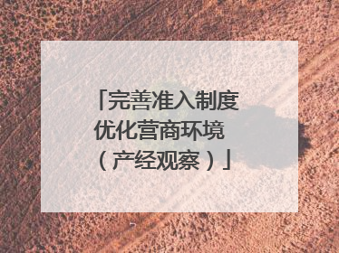 完善准入制度 优化营商环境（产经观察）