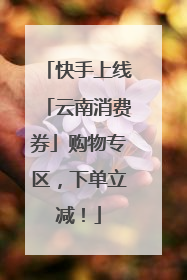 快手上线「云南消费券」购物专区，下单立减！