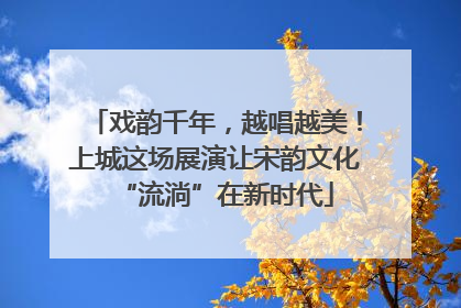 戏韵千年，越唱越美！上城这场展演让宋韵文化“流淌”在新时代