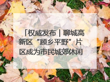 权威发布｜聊城高新区“顾乡平野”片区成为市民城郊休闲全新目的地
