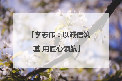李志伟：以诚信筑基 用匠心领航