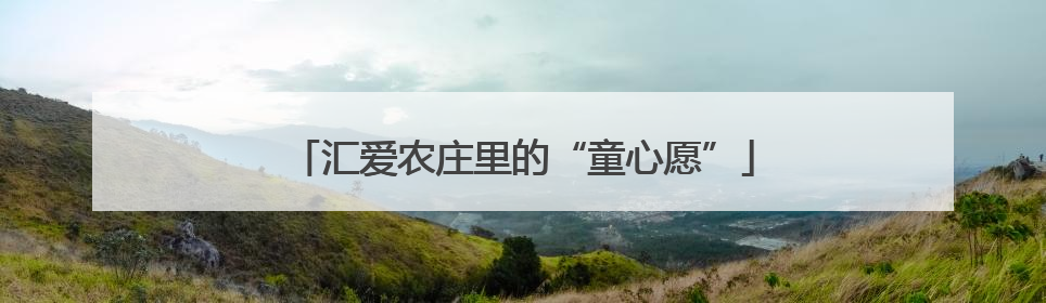 汇爱农庄里的“童心愿”