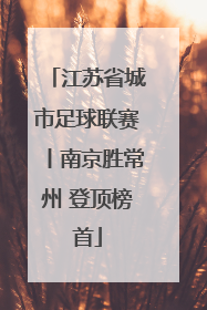 江苏省城市足球联赛丨南京胜常州 登顶榜首