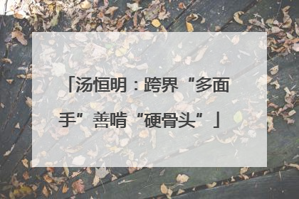 汤恒明：跨界“多面手”善啃“硬骨头”