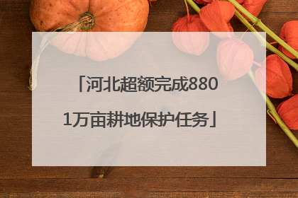 河北超额完成8801万亩耕地保护任务