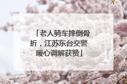 老人骑车摔倒骨折，江苏东台交警暖心调解获赞