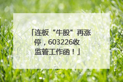连板“牛股”再涨停，603226收监管工作函！