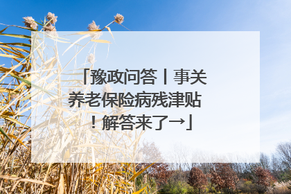 豫政问答丨事关养老保险病残津贴！解答来了→