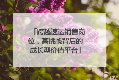 跨越速运销售岗位，高挑战背后的成长型价值平台