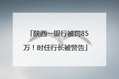 陕西一银行被罚85万！时任行长被警告