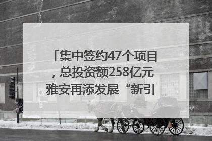 集中签约47个项目，总投资额258亿元 雅安再添发展“新引擎”｜数读西投