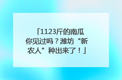 1123斤的南瓜你见过吗？潍坊“新农人”种出来了！