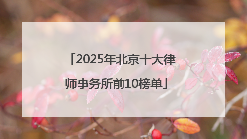 2025年北京十大律师事务所前10榜单