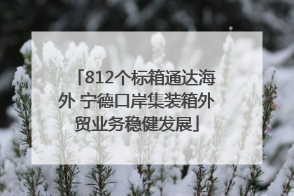 812个标箱通达海外 宁德口岸集装箱外贸业务稳健发展